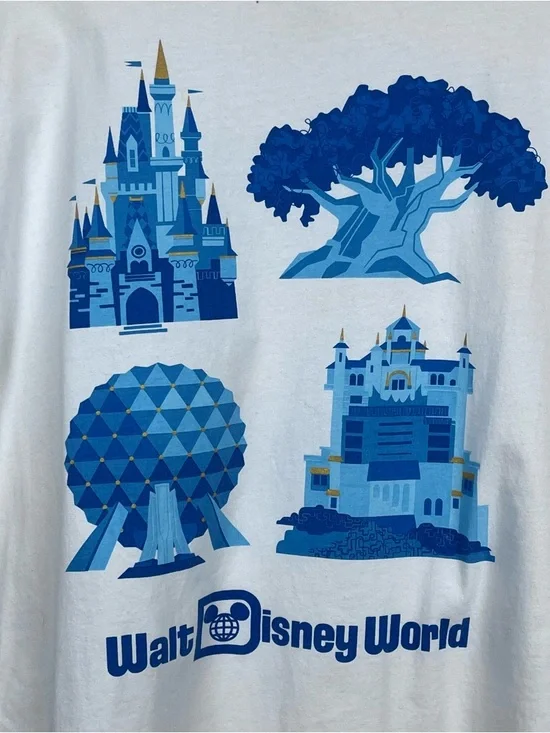 Disney Parks Men's 4 Park ICON Graphic Print Organic Cotton Tee Shirt Size XXL - Picture 3 of 15
